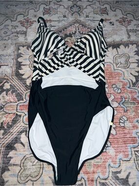Summer Salt Striped Black & White One-Piece Swimsuit